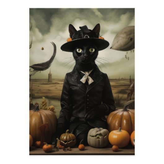 Witch Cat with Pumpkins  フォトプリント (正面)