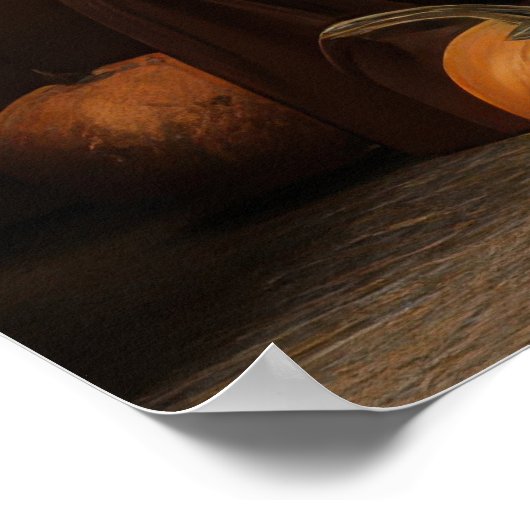 Witch Cat with Pumpkins  ポスター (角)