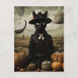 Witch Cat with Pumpkins  ポストカード