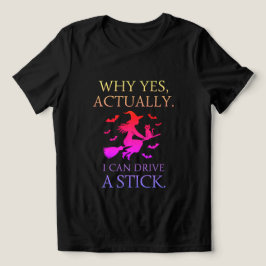 Witch Driving Stick Funny Womens Halloween Party トライブレンドＴシャツ