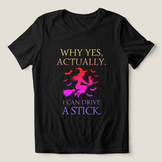 Witch Driving Stick Funny Womens Halloween Party トライブレンドＴシャツ (デザイン正面)