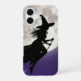 Witch Flying Across Full Moon Phone Case iPhone 16ケース