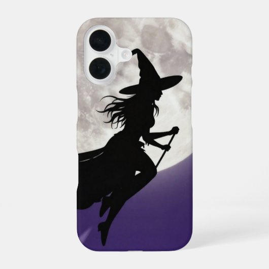 Witch Flying Across Full Moon Phone Case iPhone 16ケース (裏面)
