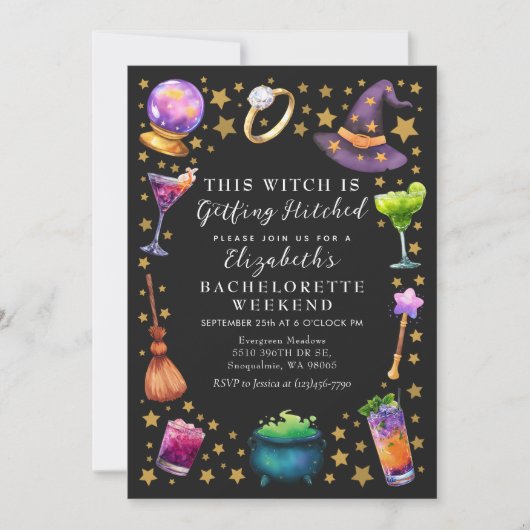 Witch getting Hitched Bachelorette Weekend 招待状 (正面)