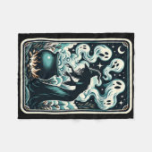 Witch Ghost Cauldron Gothic Supernatural Tarot Car フリースブランケット (正面(横))