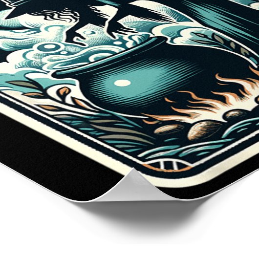 Witch Ghost Cauldron Gothic Supernatural Tarot Car ポスター (角)