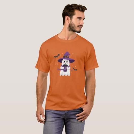 Witch Ghost Coffee Purple Ribbon Awareness Tシャツ (正面フル)