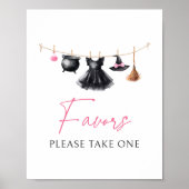 Witch Halloween Baby Shower Favors Sign ポスター (正面)