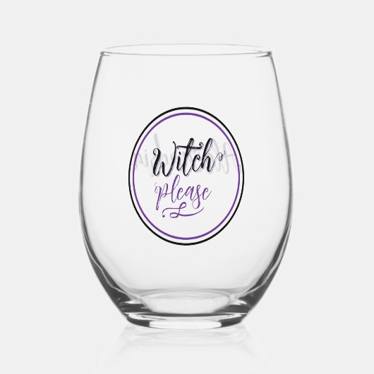 Witch Halloween Personalized Party Favor ステムなしワイングラス (正面)