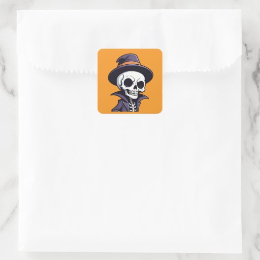 Witch Hat Halloween Skeleton Stickers スクエアシール (バッグ)