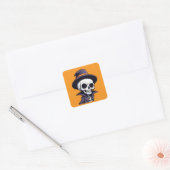 Witch Hat Halloween Skeleton Stickers スクエアシール (封筒)