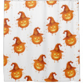 Witch Hat Pumpkin Gothic Bathroom Design – Spooky シャワーカーテン (正面)