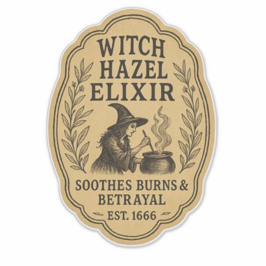 Witch Hazel Elixir - Halloween Apothecary Label シール (正面)