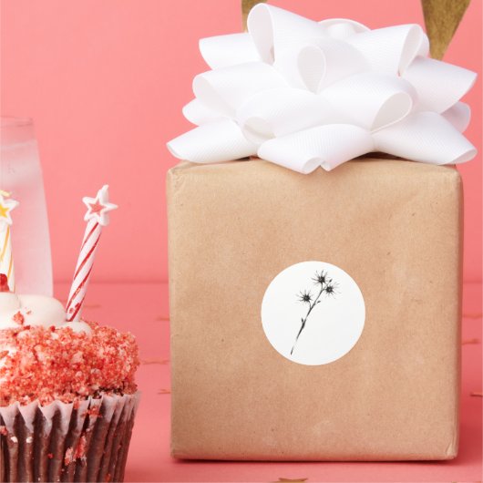 Witch Hazel Inspired Ink Botanical Art on  ラウンドシール (パーティー)