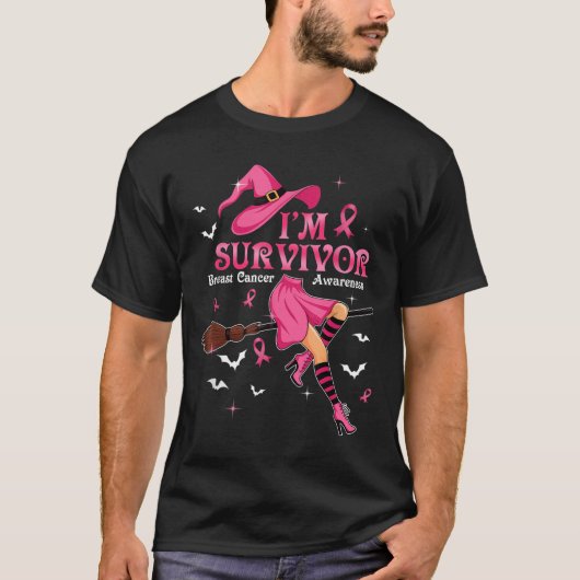 Witch Im A Survivor Halloween Breast Cancer Awaren Tシャツ (正面)