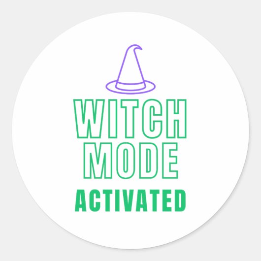 WITCH MODE ACTIVATED – Neon Glow Sticker ラウンドシール (正面)
