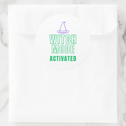 WITCH MODE ACTIVATED – Neon Glow Sticker ラウンドシール (バッグ)