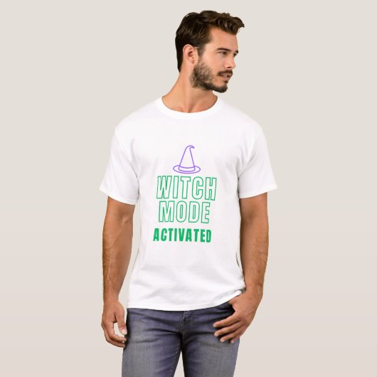 WITCH MODE ACTIVATED – Neon Magic Halloween Shirt Tシャツ (正面フル)