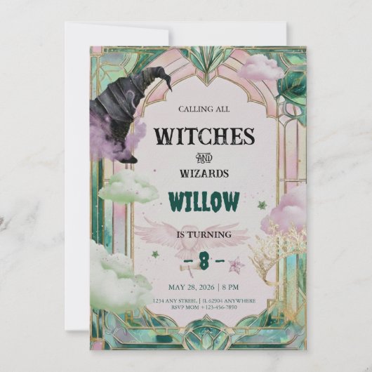 Witch Musical Birthday Invitation Magical Canva 招待状 (正面)
