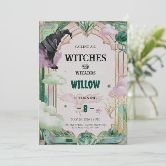 Witch Musical Birthday Invitation Magical Canva 招待状 (スタンド正面)