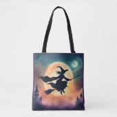 Witch on a Broom Halloween  トートバッグ (正面)