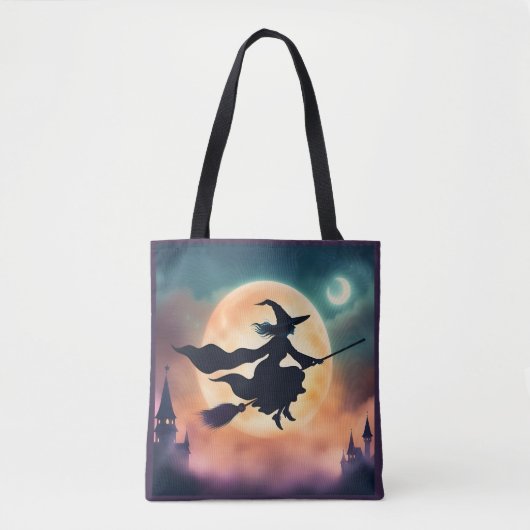 Witch on a Broom Halloween  トートバッグ (正面)