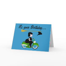 Witch on a Motor bike誕生日カード