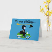 Witch on a Motor bike誕生日カード カード (黄色い花)