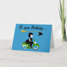 Witch on a Motor bike誕生日カード カード