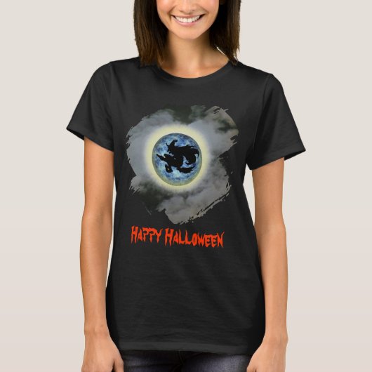Witch On Full Moon Funny Halloween  Tシャツ (正面)