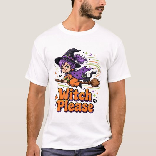 Witch Please — かわいいハロウィン Tシャツ (正面)