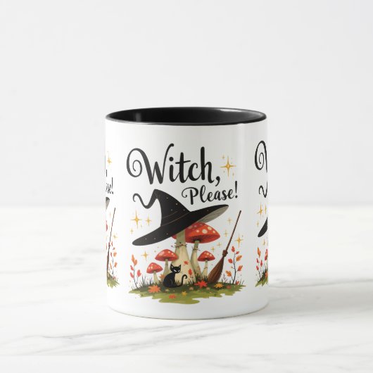 Witch Please Funny Black Cat Coffee マグカップ (中央)