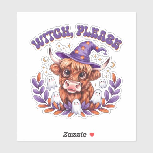 Witch Please Highland Cow Halloween シール (シート)