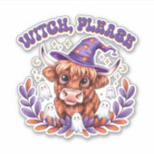 Witch Please Highland Cow Halloween シール (正面)