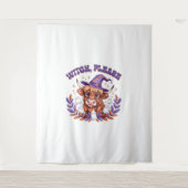 Witch Please Highland Cow Halloween タペストリー (正面)