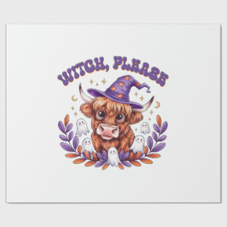 Witch Please Highland Cow Halloween ラッピングペーパー