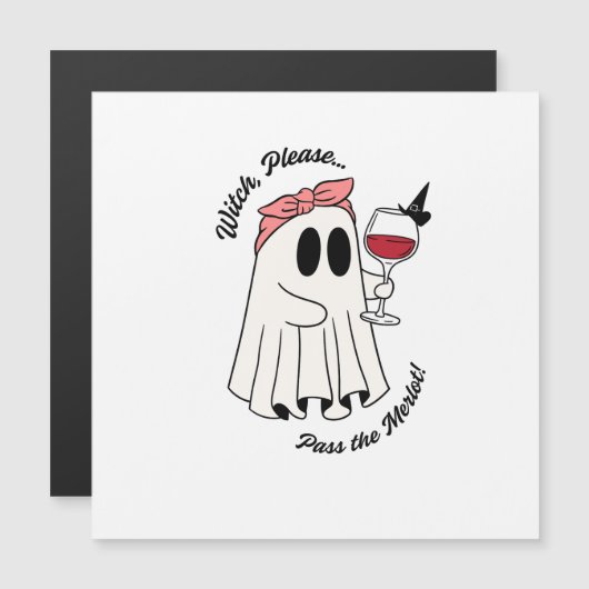 Witch Please Pass the Merlot Funny Halloween Wine (正面/裏面)