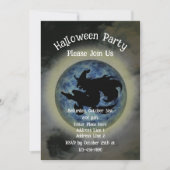 Witch Riding Broomstick Halloween  招待状 (正面)