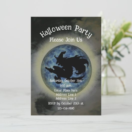 Witch Riding Broomstick Halloween  招待状 (スタンド正面)