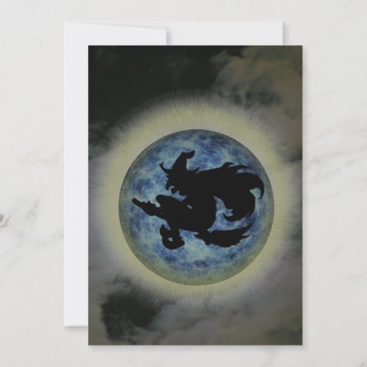 Witch Riding Broomstick Halloween  招待状 (裏面)