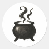 Witch’s Brew – Minimalist Halloween Cauldron on  ラウンドシール (正面)