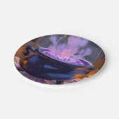 Witch’s Cauldron Purple Halloween Party Spooky ペーパープレート (アングル)