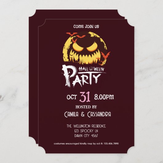 Witch’s Fur-miliar Halloween Party 招待状 (正面/裏面)