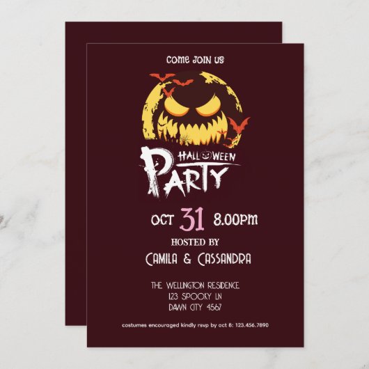 Witch’s Fur-miliar Halloween Party 招待状 (正面/裏面)