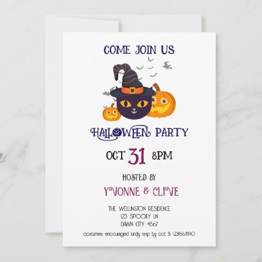 Witch’s Fur-miliar Halloween Party 招待状 (正面)