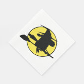 Witch Silhouette Flying on Broom Against Full Moon スタンダードランチョンナプキン (角)