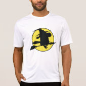Witch Silhouette Flying on Broom Against Full Moon Tシャツ (正面)