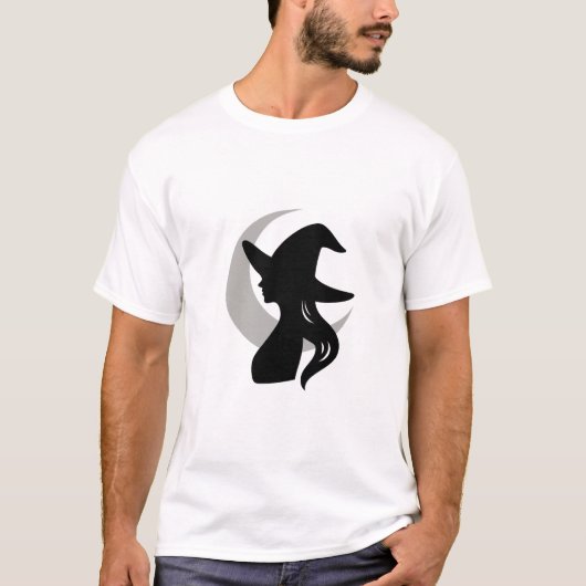 Witch Silhouette with Crescent Moon Tシャツ (正面)