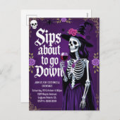 Witch Skeleton Halloween シーズンポストカード (正面/裏面)