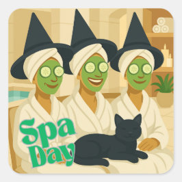 Witch Spa Day Funny Humor  スクエアシール